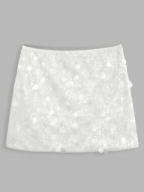 NWT Cider White Large + Small Sequins Mini Pencil Skirt M